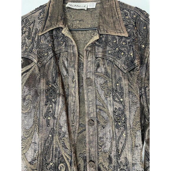 Vintage Flashback Couture Metallic Bronze Jacket Size L - Picture 5 of 8